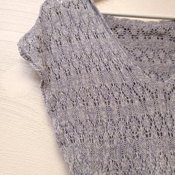 Anthropologie Knit Top Hoodie Size Xs Pointelle Pullover Moth Gray Soft Hooded - Picture 2 of 11